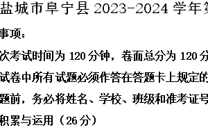 盐城市阜宁县2023-2024学年第二学期七年级期末语文试题（含解析）