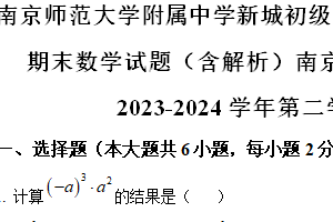 南京师范大学附属中学新城初级中学2023-2024学年第二学期七年级期末数学试题（含解析）