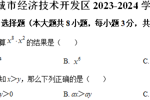 盐城市经济技术开发区2023-2024学年第二学期七年级期末数学试题（含解析）