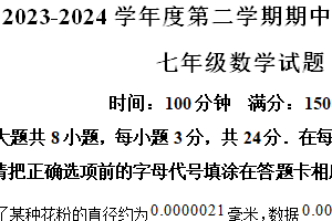 江苏省连云港市灌云县2023-2024学年七年级下学期期中数学试题（含解析）