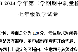 江苏省盐城市盐都区2023-2024学年七年级下学期期中数学试题（含解析）