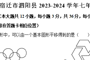江苏省宿迁市泗阳县2023-2024学年七年级下学期4月期中数学试题（含解析）