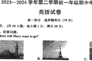 江苏省淮安市淮阴区五校联考2023-2024学年七年级下学期4月月考英语试题（含答案）