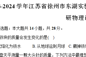 江苏省徐州市东湖实验学校2023-2024学年八年级（下）第一次学情调研物理试卷（含解析）