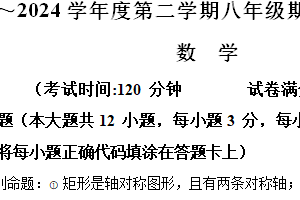 江苏省宿迁市泗阳县泗阳中学附属初级中学2023-2024学年八年级下学期期中数学试题（含解析）