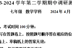 江苏省苏州市苏州工业园区金鸡湖学校2023-2024学年七年级下学期期中数学试题（含解析）