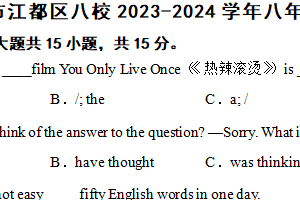 江苏省扬州市江都区八校2023-2024学年八年级下学期英语期中试卷（含答案）