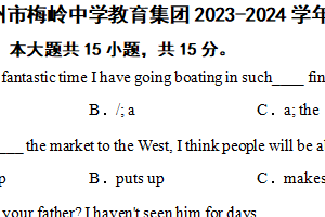 江苏省扬州市梅岭中学教育集团2023-2024学年八年级下学期英语期中试卷（含答案）