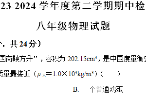 江苏省徐州市市区学校2023-2024学年八年级下学期期中物理试卷（含解析）