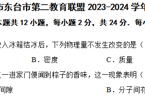 江苏省盐城市东台市第二教育联盟2023-2024学年八年级下学期物理期中试题（含解析）