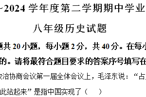 江苏省淮安市淮安区2023-2024学年八年级下学期期中考试历史试题（含解析）