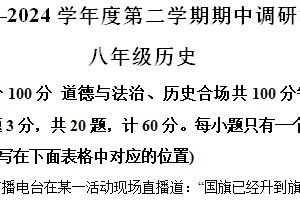 江苏省宿迁市宿城区2023-2024学年八年级下学期期中考试历史试卷（含解析）