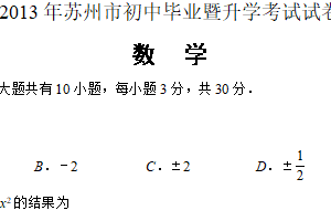 2013年江苏省苏州市中考数学试题（含解析）