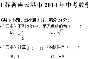 2014年江苏省连云港市中考数学试卷（含解析）