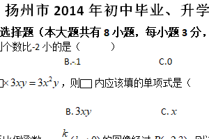2014年江苏省扬州市中考数学试卷（含答案）