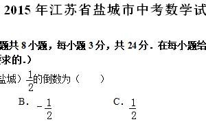 2015年江苏省盐城市中考数学试题（含解析）