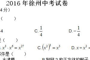 2016年江苏省徐州市中考数学试题（含答案）