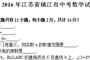 2016年江苏省镇江市中考数学试题（含解析）