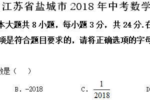 2018年江苏省盐城市中考数学试题（含解析）