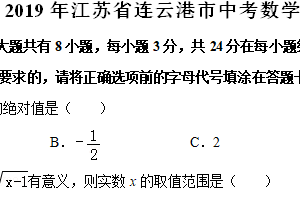 2019年江苏省连云港市中考数学试题（含解析）