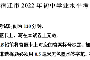 2022年江苏省宿迁市中考数学真题（含解析）