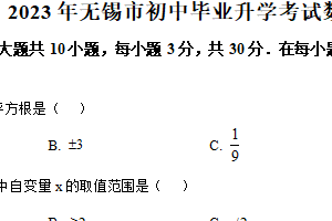 2023年江苏省无锡市中考数学真题（含解析）