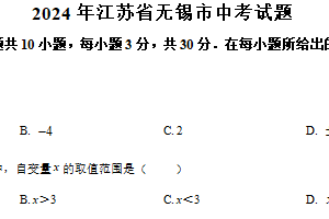 2024年江苏省无锡市中考数学真题（含解析）