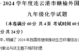 2024年江苏省连云港市赣榆区连云港市外国语学校中考二模化学试题（含解析）