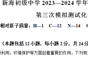 2024年江苏省连云港市新海初级中学中考三模化学试卷（含解析）
