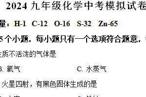 2024年江苏省南京市鼓楼区中考模拟化学试卷（含解析）