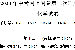2024年江苏省南通市通州区中考网上阅卷第二次适应性考试化学试卷（含解析）