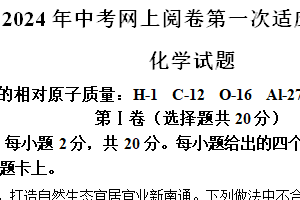 2024年江苏省南通市中考第一次适应性考试化学试卷（含解析）
