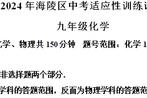2024年江苏省泰州市海陵区中考一模化学试卷（含解析）