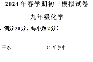 2024年江苏省无锡地区中考模拟化学试卷（含解析）