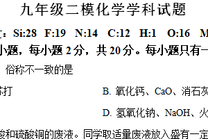 2024年江苏省徐州市沛县第五中学九年级二模化学试题（含解析）