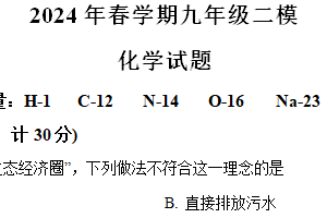 2024年江苏省盐城市响水县中考二模化学试题（含解析）