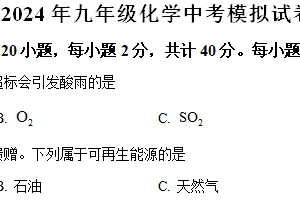 江苏省江阴市南闸实验学校2023-2024学年九年级下学期期中化学模拟训练卷（含解析）