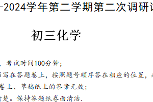 江苏省苏州园区2024年初三化学第二次调研测试（含答案）