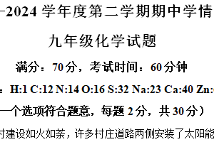 江苏省盐城市东台市2023-2024学年九年级下学期4月期中化学试题（含解析）