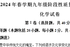 2024年江苏省常州市金坛区一模化学试题（含解析）