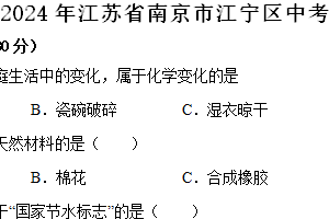2024年江苏省南京市江宁区中考一模化学试题（含解析）