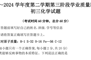 2024年江苏省南通市海安市中考二模多校联考化学试卷（含答案）