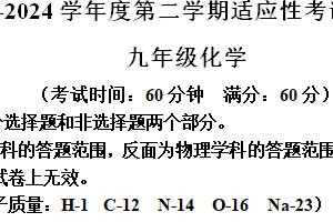 2024年江苏省泰州市靖江外国语泰州二附中联考二模化学试题（含选择题答案）