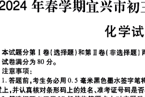 2024年江苏省无锡市宜兴市九年级化学一模卷(含答案)