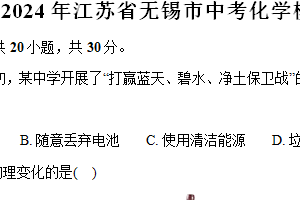 2024年江苏省无锡市中考化学模拟试卷（含解析）