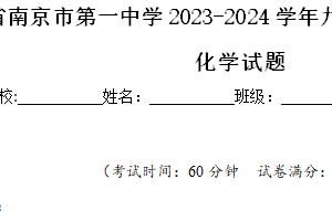 江苏省南京市第一中学2023-2024学年九年级下学期5月月考化学试题（含解析）