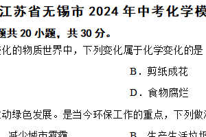 江苏省无锡市2024年中考化学模拟试卷（含答案）