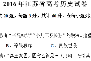 2016年江苏省高考历史真题试卷（含解析）
