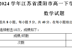 2023-2024学年江苏省常州市溧阳市高一下学期期末教学质量调研数学试题（含答案）