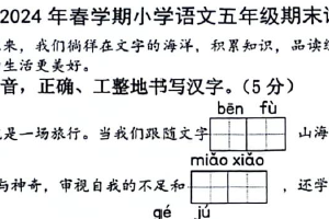 江苏省泰州市泰兴市2023-2024学年五年级下学期期末语文试卷（含答案）
